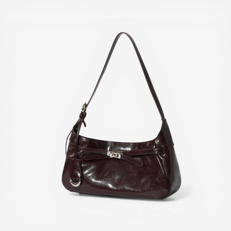 Sac à épaule structuré pour femme avec fermoir et fermeture éclair