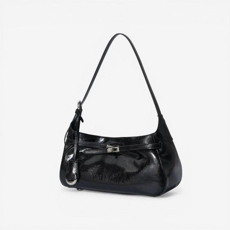 Sac à épaule structuré pour femme avec fermoir et fermeture éclair