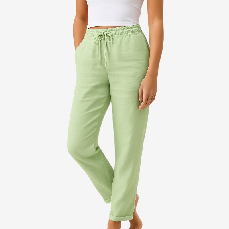 Pantaloni casual da donna a gamba larga con tasche laterali