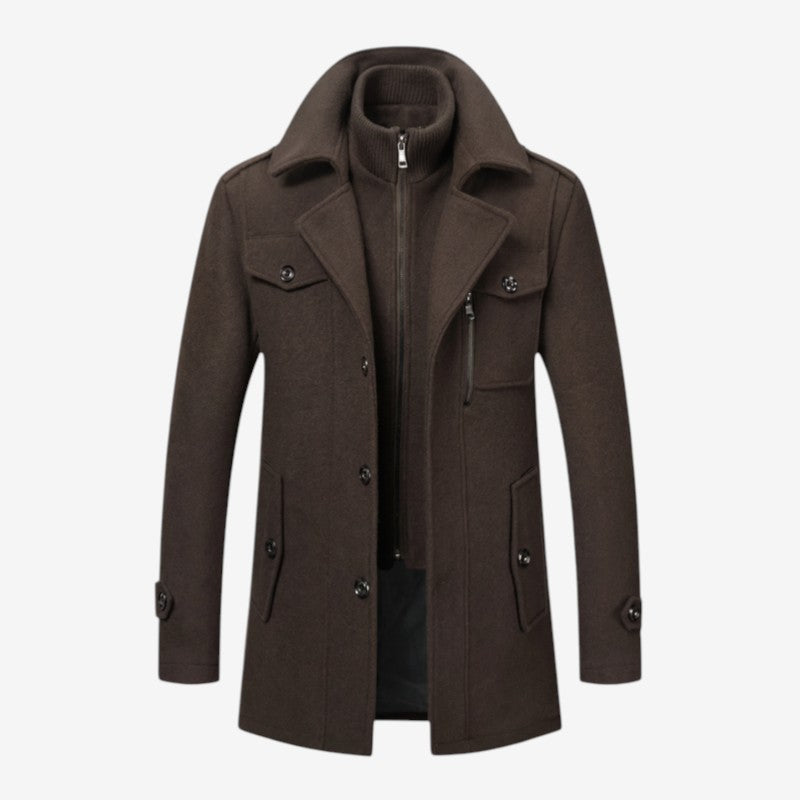 DualWarm - Men's Long Winter Coat With Double-Layer Design