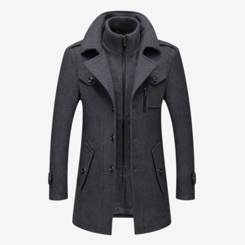 DualWarm - Men's Long Winter Coat With Double-Layer Design