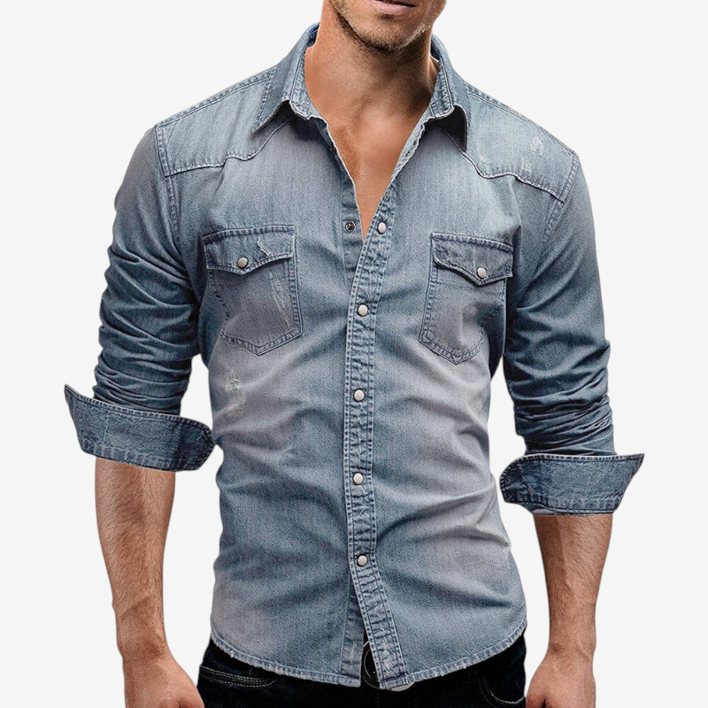 Denimix - Men's Denim Shirt with Button Closure and Pockets