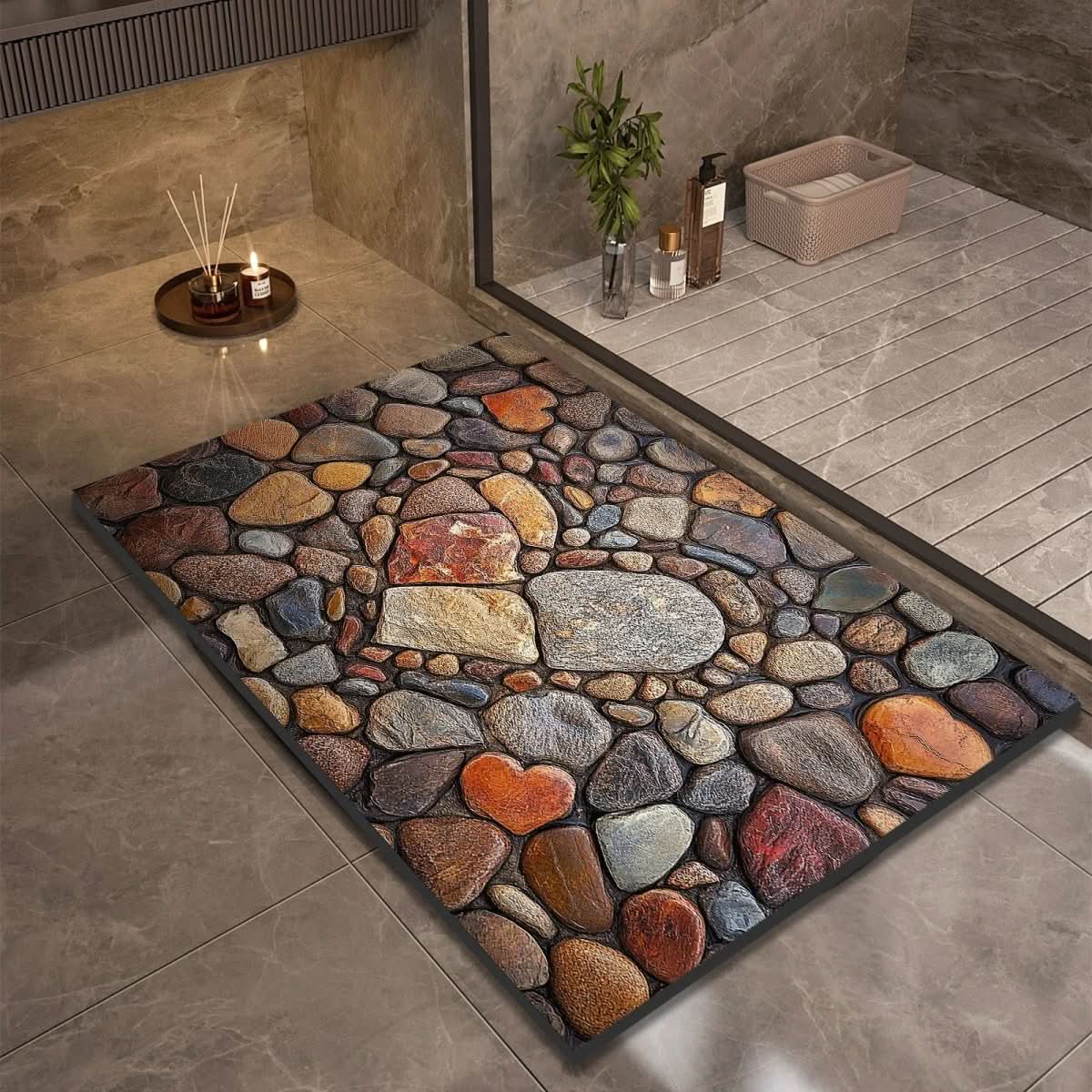 StoneStep - Tappetino da bagno in terra di diatomee con base in gomma