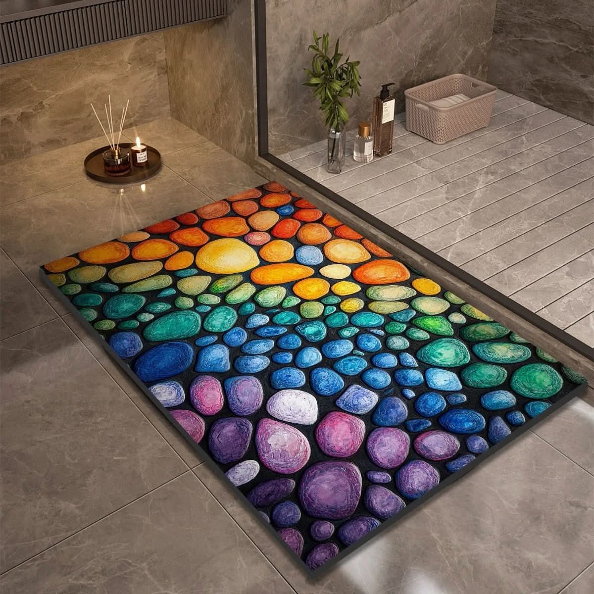 StoneStep - Tappetino da bagno in terra di diatomee con base in gomma