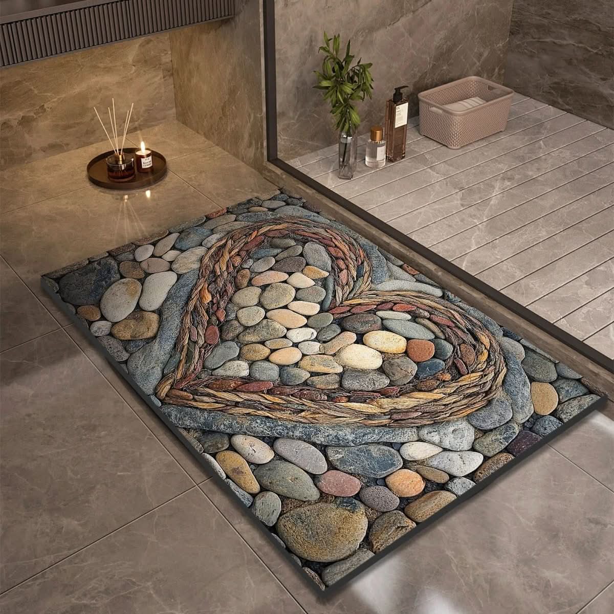 StoneStep - Tappetino da bagno in terra di diatomee con base in gomma