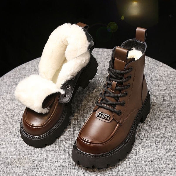 Leni - Bottines chaudes avec fermeture éclair latérale et doublure en fourrure douce
