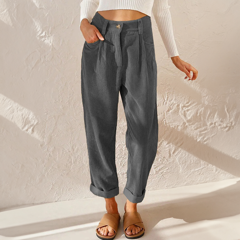 Olivia - Pantaloni in Velluto a Coste a Vita Alta per uno Stile Senza Sforzo