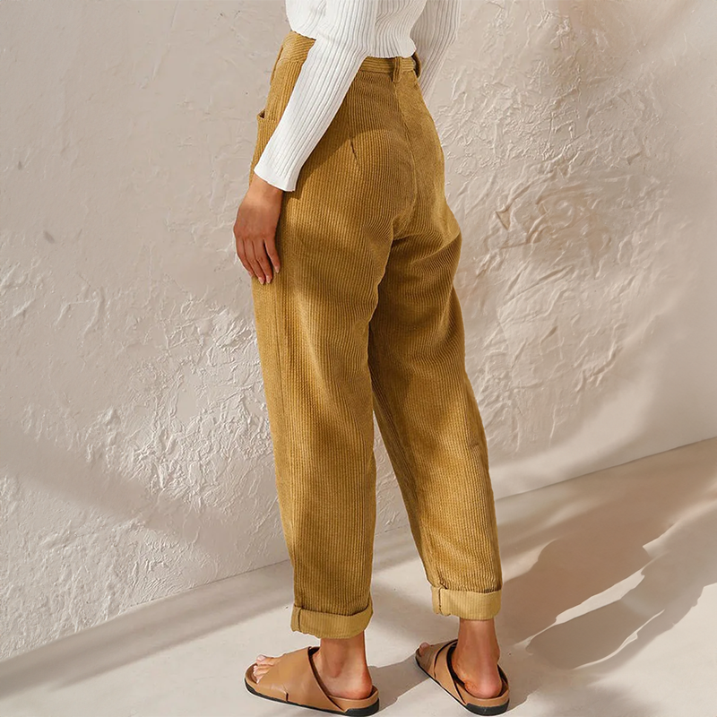 Olivia - Pantaloni in Velluto a Coste a Vita Alta per uno Stile Senza Sforzo