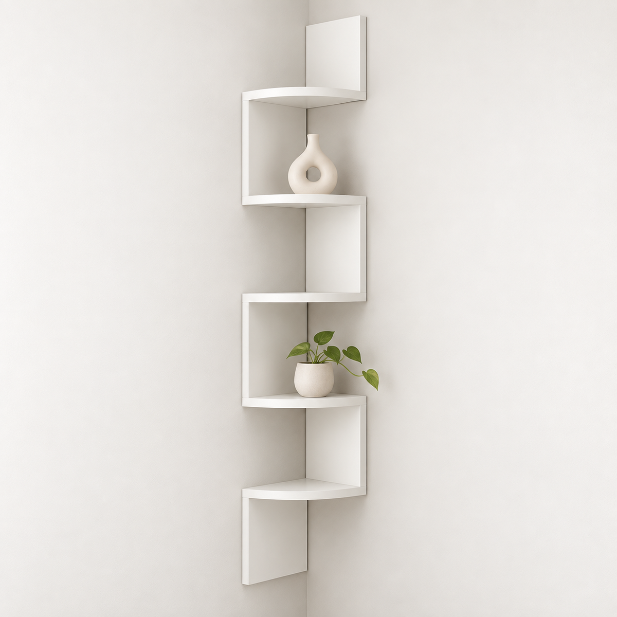 Corneriva - Étagère d’angle en bois à plusieurs niveaux