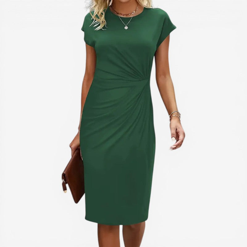 Robe midi à col rond pour femme