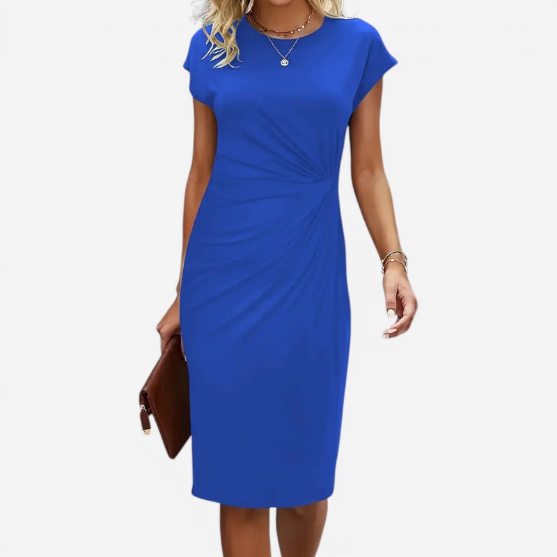 Robe midi à col rond pour femme