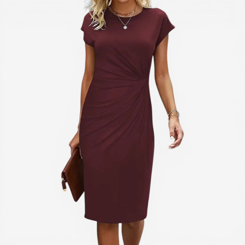 Robe midi à col rond pour femme