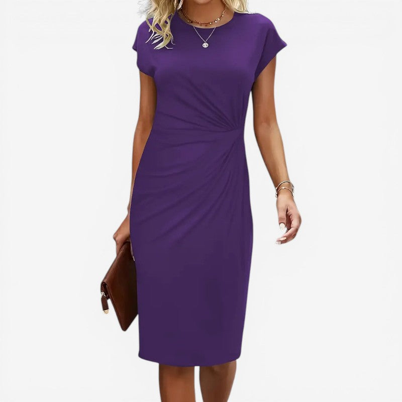 Robe midi à col rond pour femme