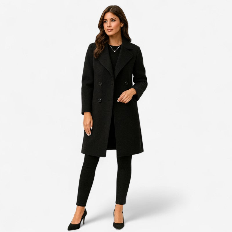 Valerie - Coat with Long Sleeves, Button Closure, and Notched Collar