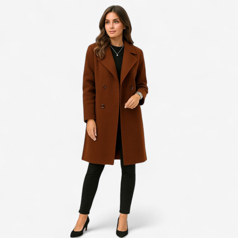Valerie - Coat with Long Sleeves, Button Closure, and Notched Collar