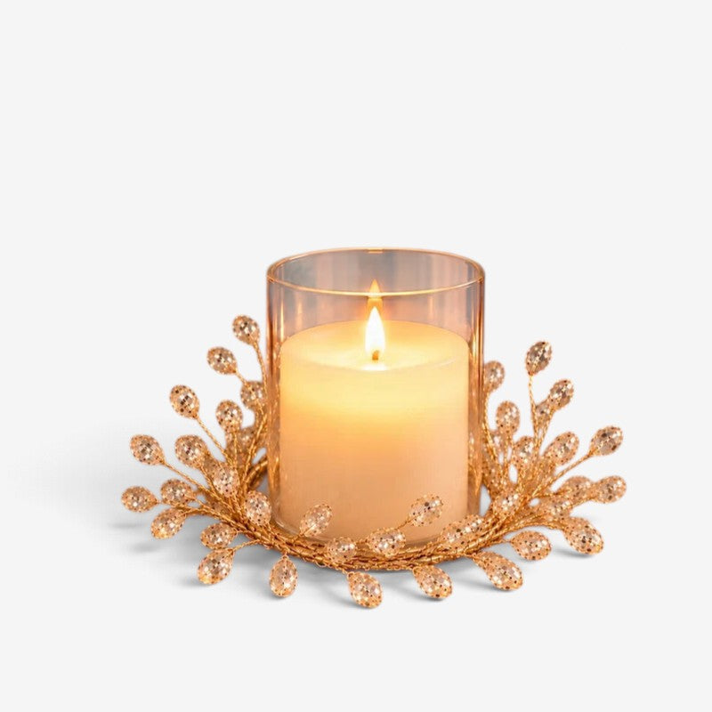 GlowWreath - Decorative Candle Ring With Branch Design And Faceted Accents