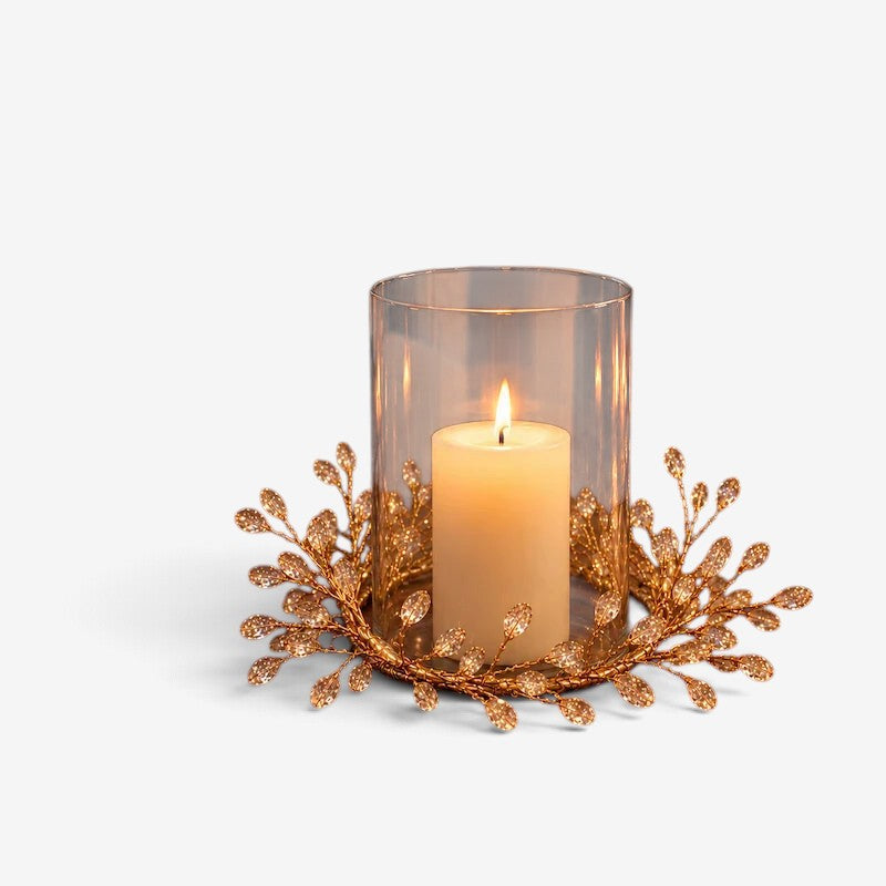 GlowWreath - Decorative Candle Ring With Branch Design And Faceted Accents