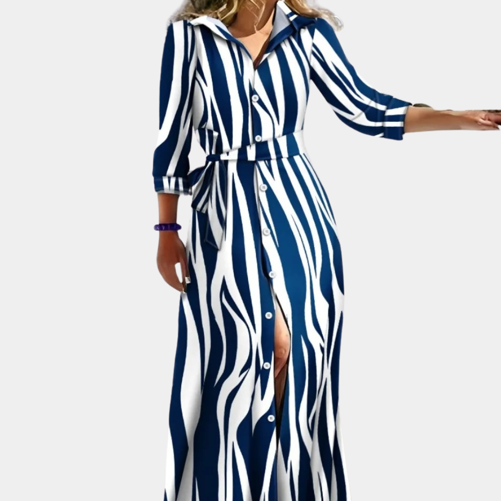 Sophia – Abito maxi con maniche lunghe e stampe eleganti