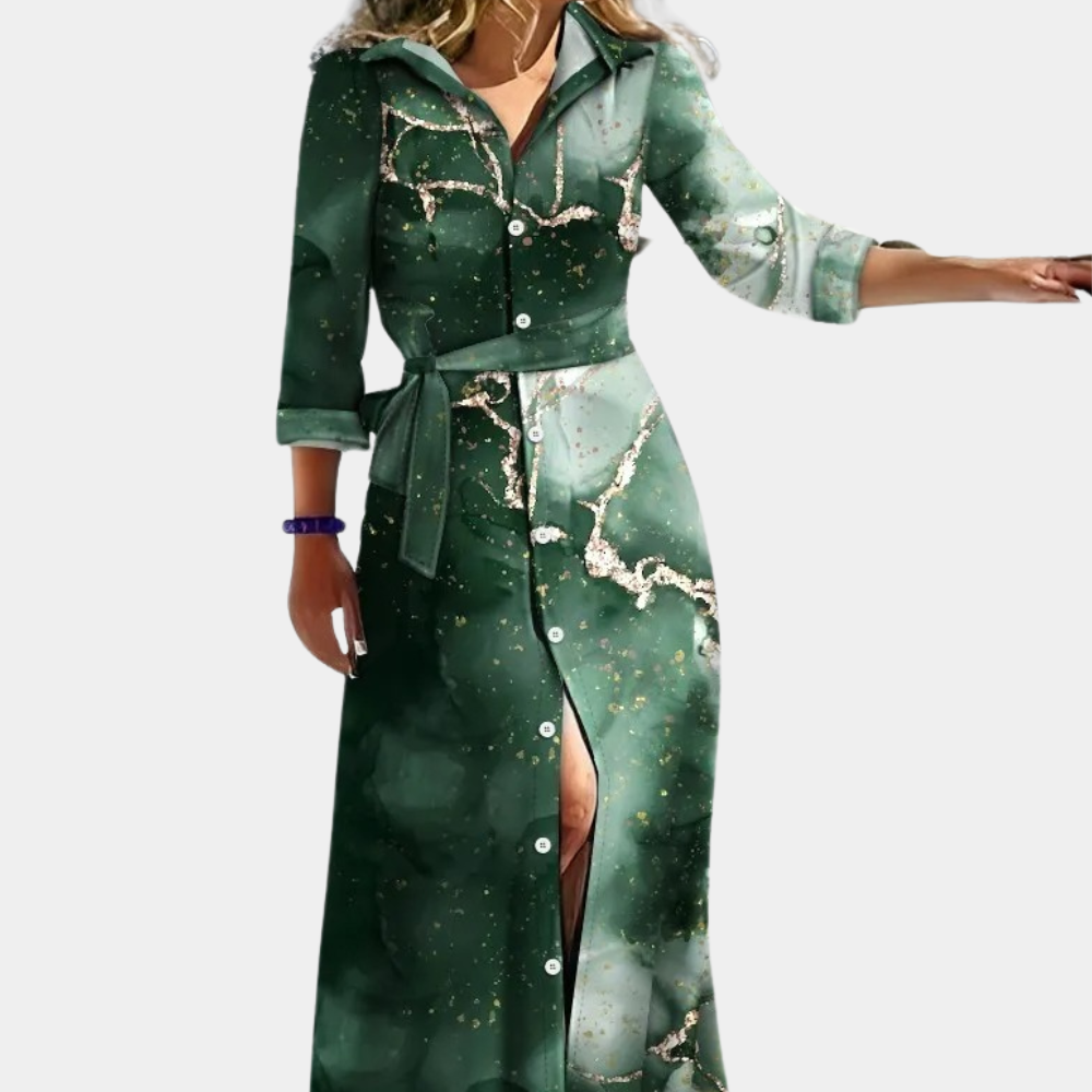 Sophia – Abito maxi con maniche lunghe e stampe eleganti