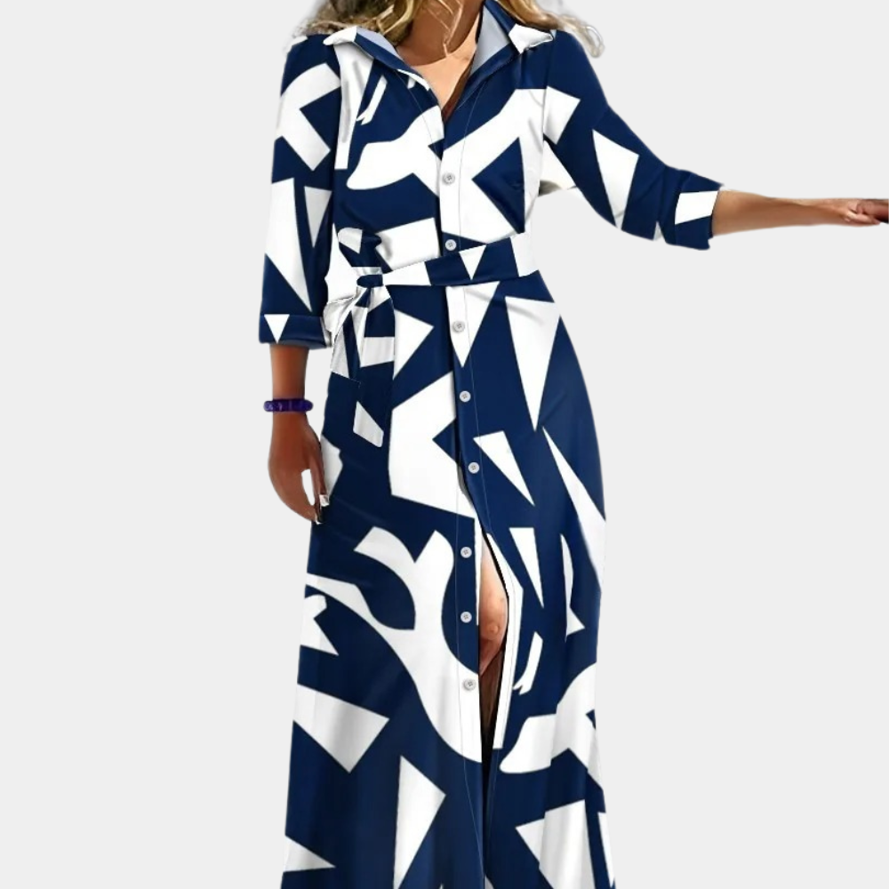 Sophia – Abito maxi con maniche lunghe e stampe eleganti