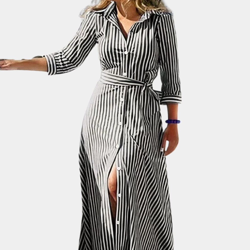 Sophia – Abito maxi con maniche lunghe e stampe eleganti