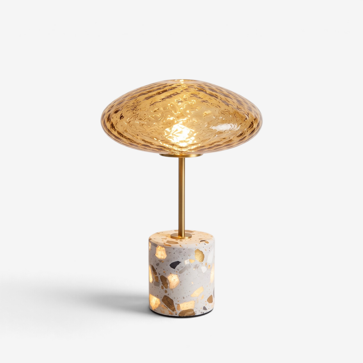 GlassGlow - Wireless Table Lamp With Glass Shade And Stone Base