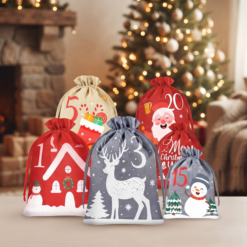 JinglePouch – Calendar de Advent reutilizabil din material textil, cu 24 de săculeți numerotați