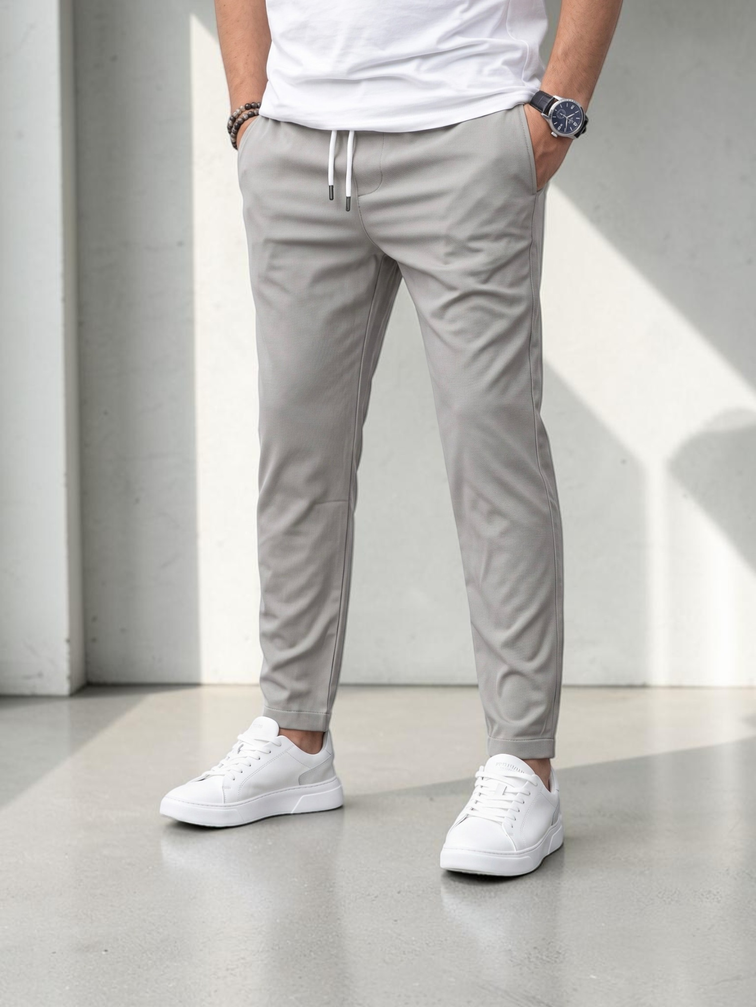 Pantaloni da uomo elasticizzati premium grigi
