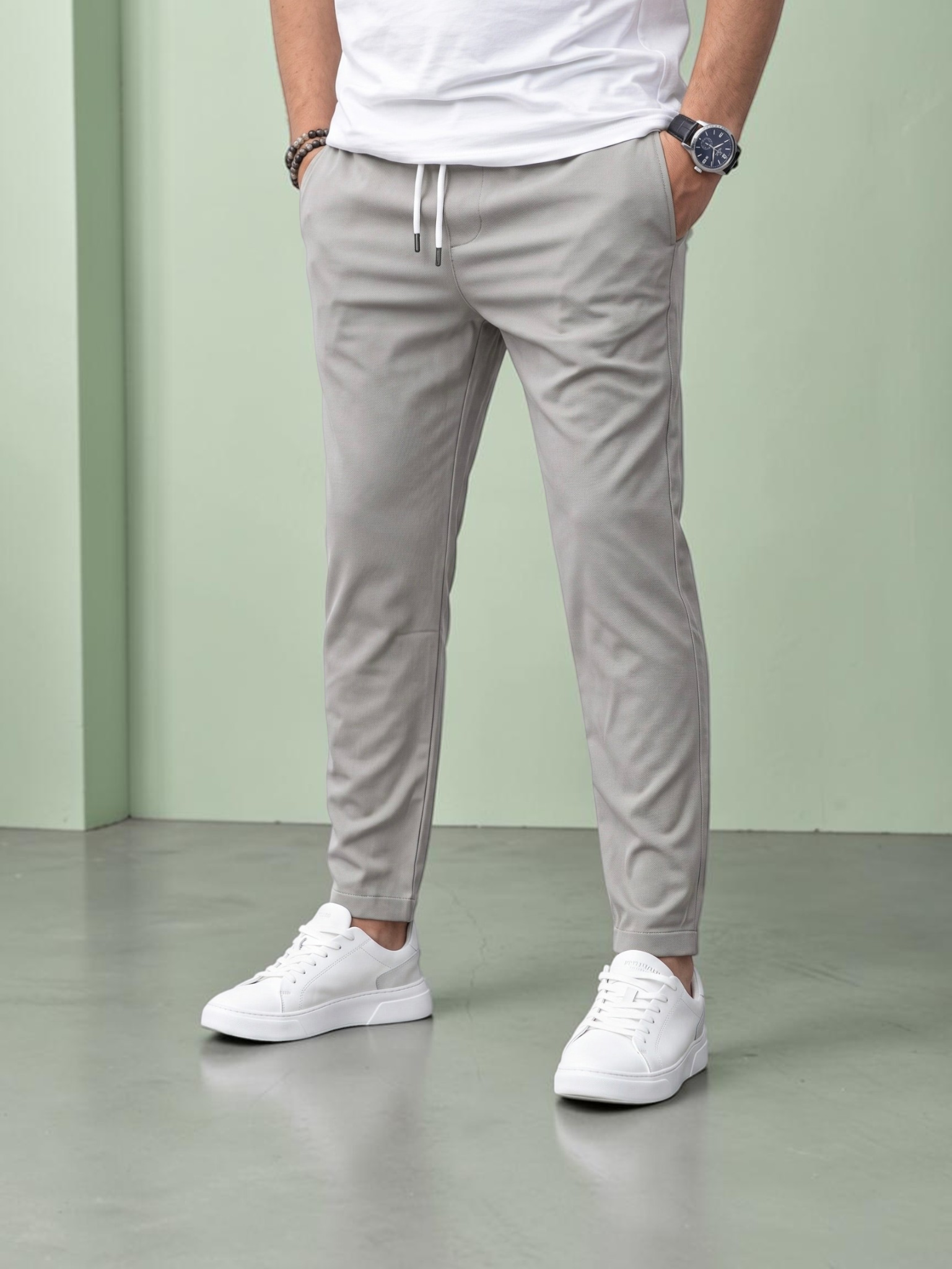 Pantaloni da uomo elasticizzati premium grigi