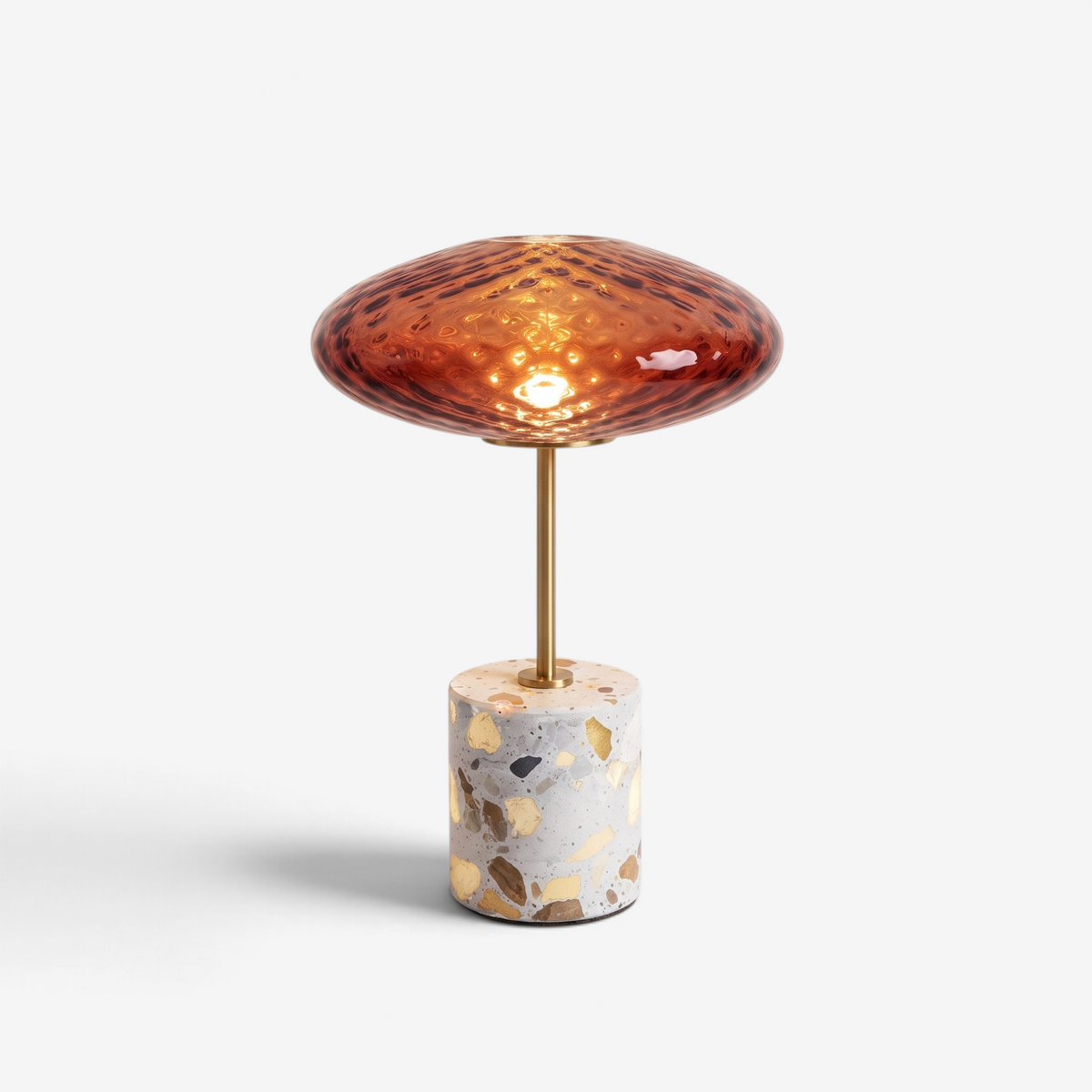 GlassGlow - Wireless Table Lamp With Glass Shade And Stone Base