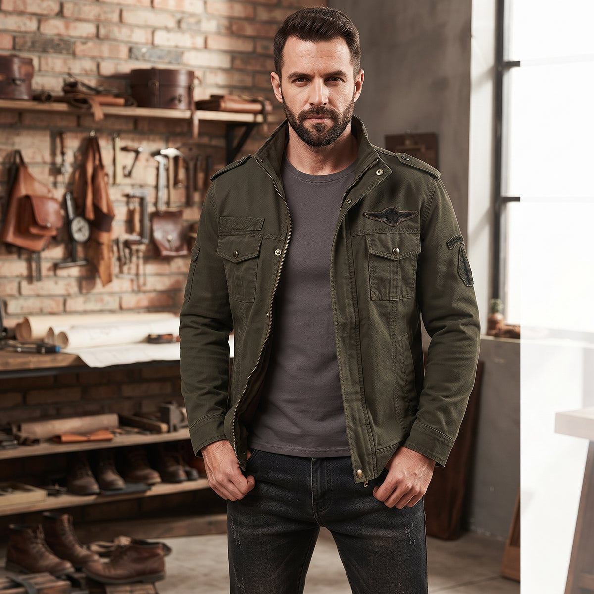 TacticalCrest - Men's Military Style Winter Coat With Stand Collar