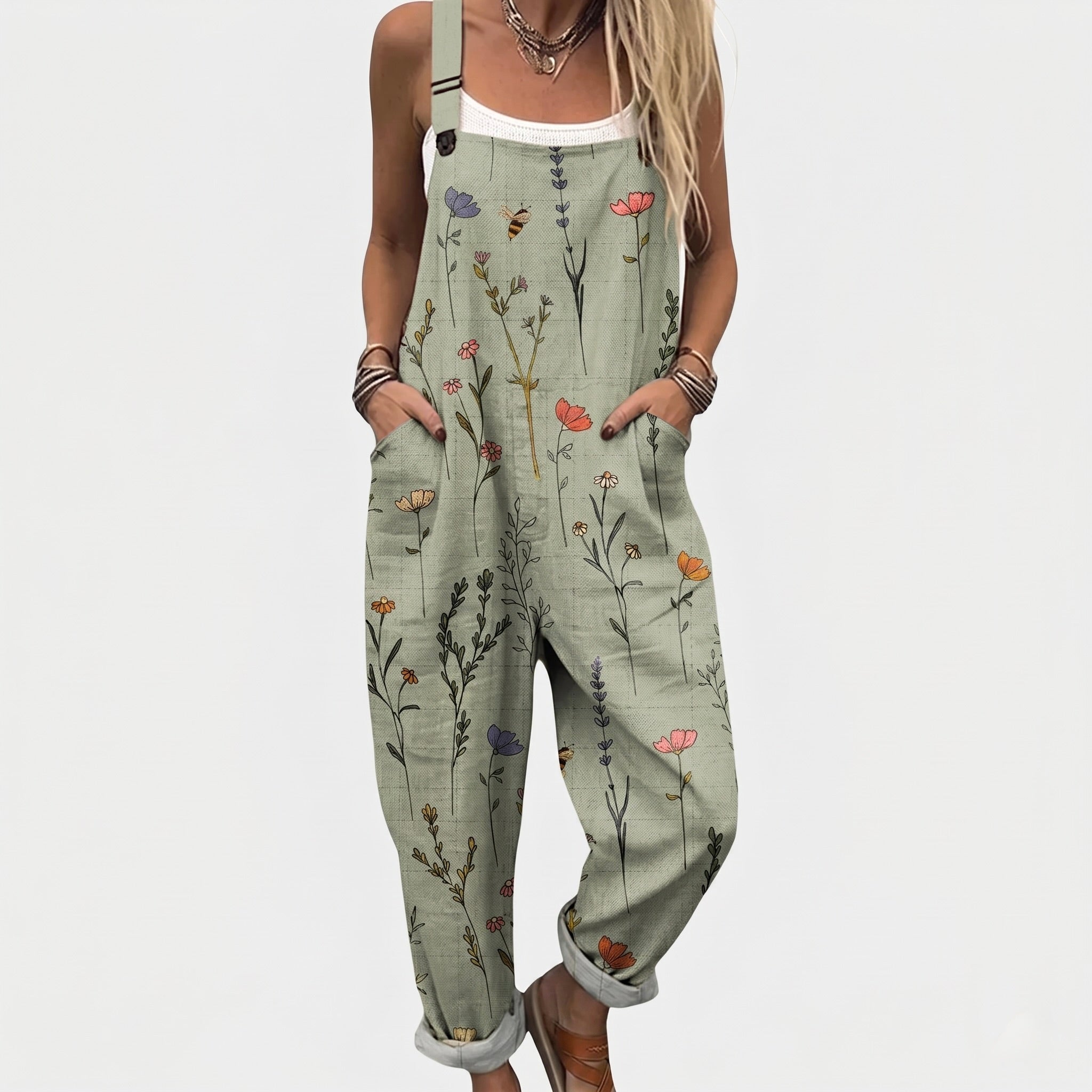 Floral Print Women's Overall Jumpsuit