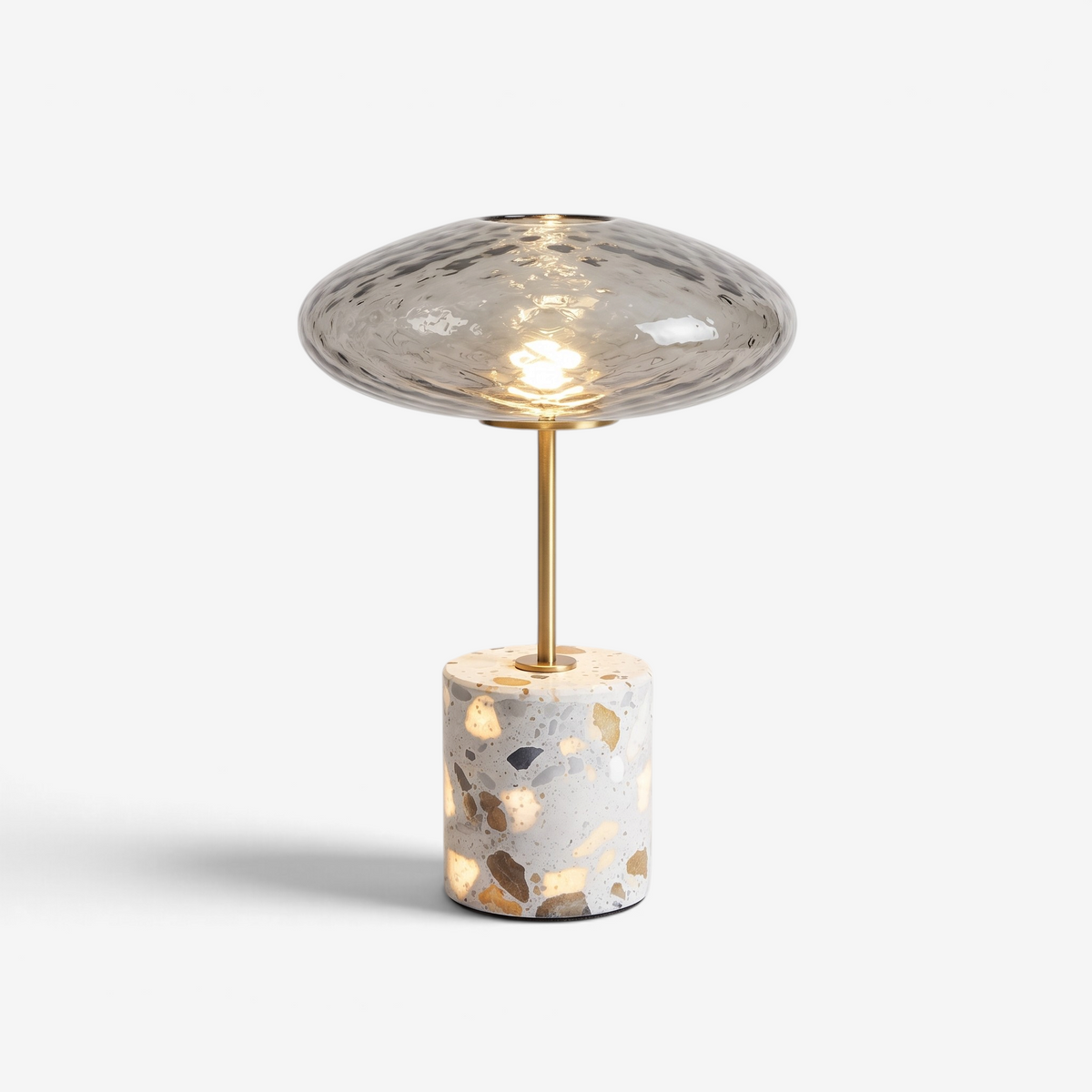 GlassGlow - Wireless Table Lamp With Glass Shade And Stone Base