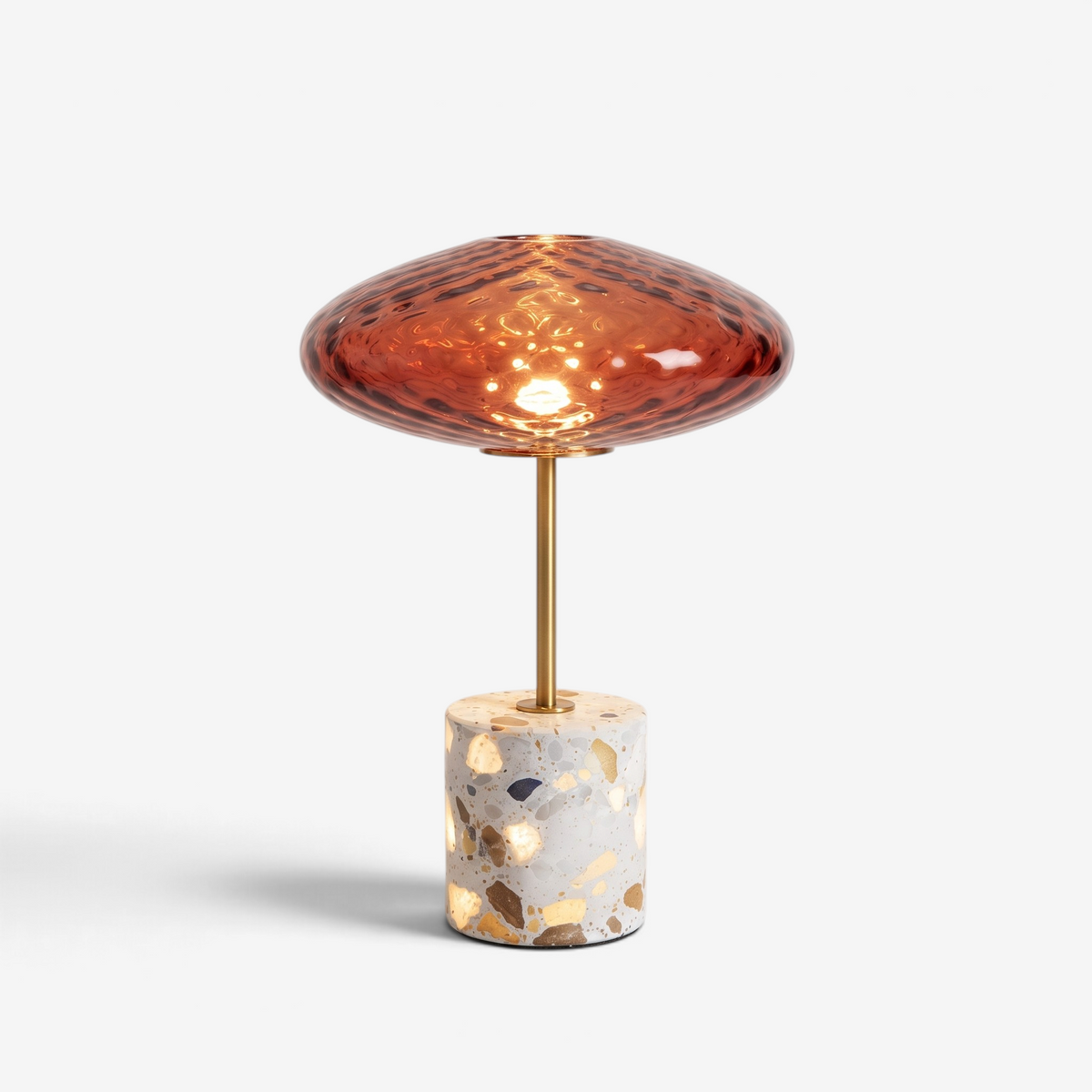 GlassGlow - Wireless Table Lamp With Glass Shade And Stone Base