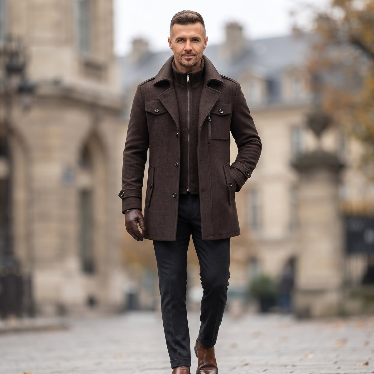 DualWarm - Men's Long Winter Coat With Double-Layer Design