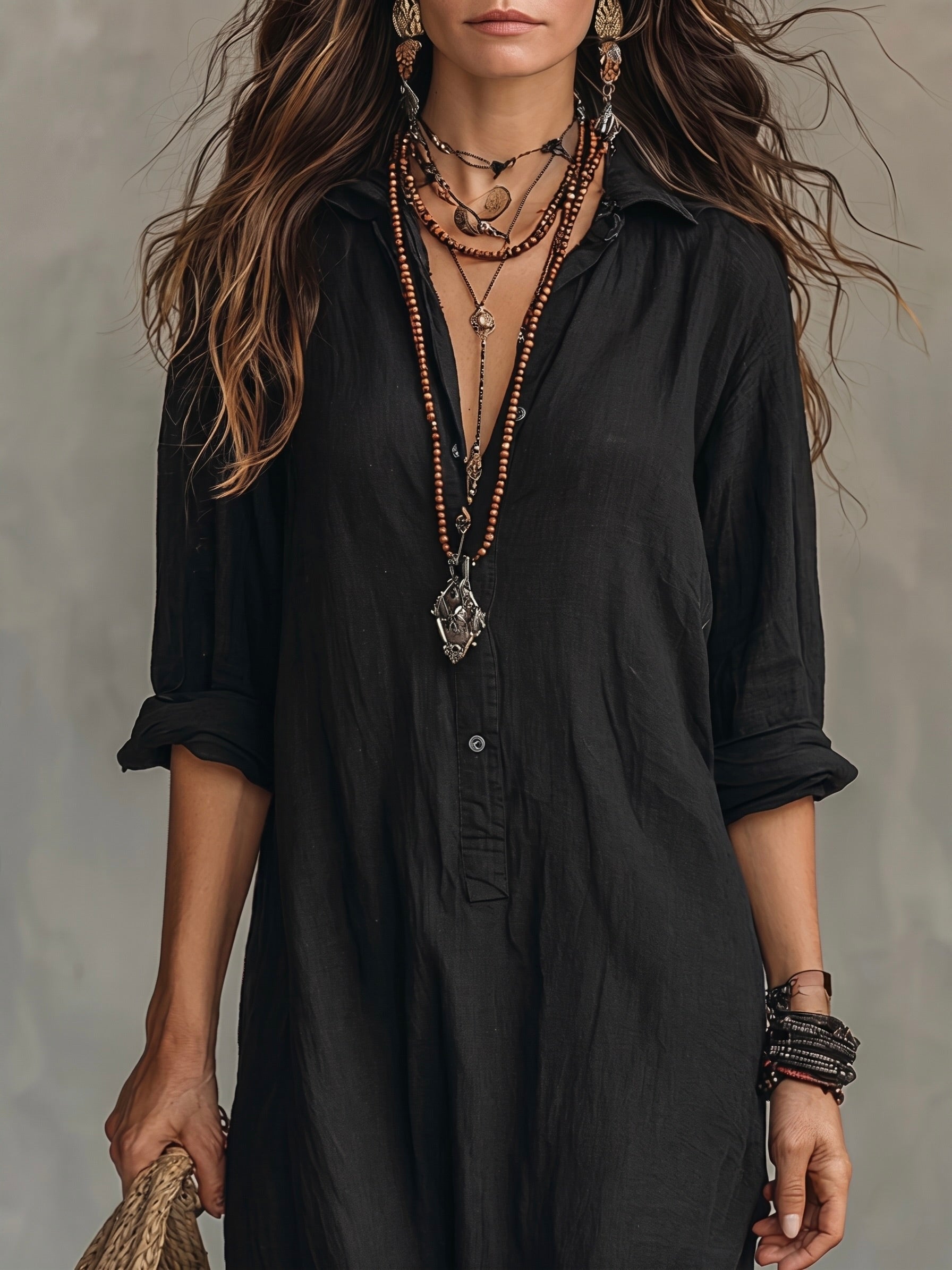 Women's Long Black Dress with Elegant Fit