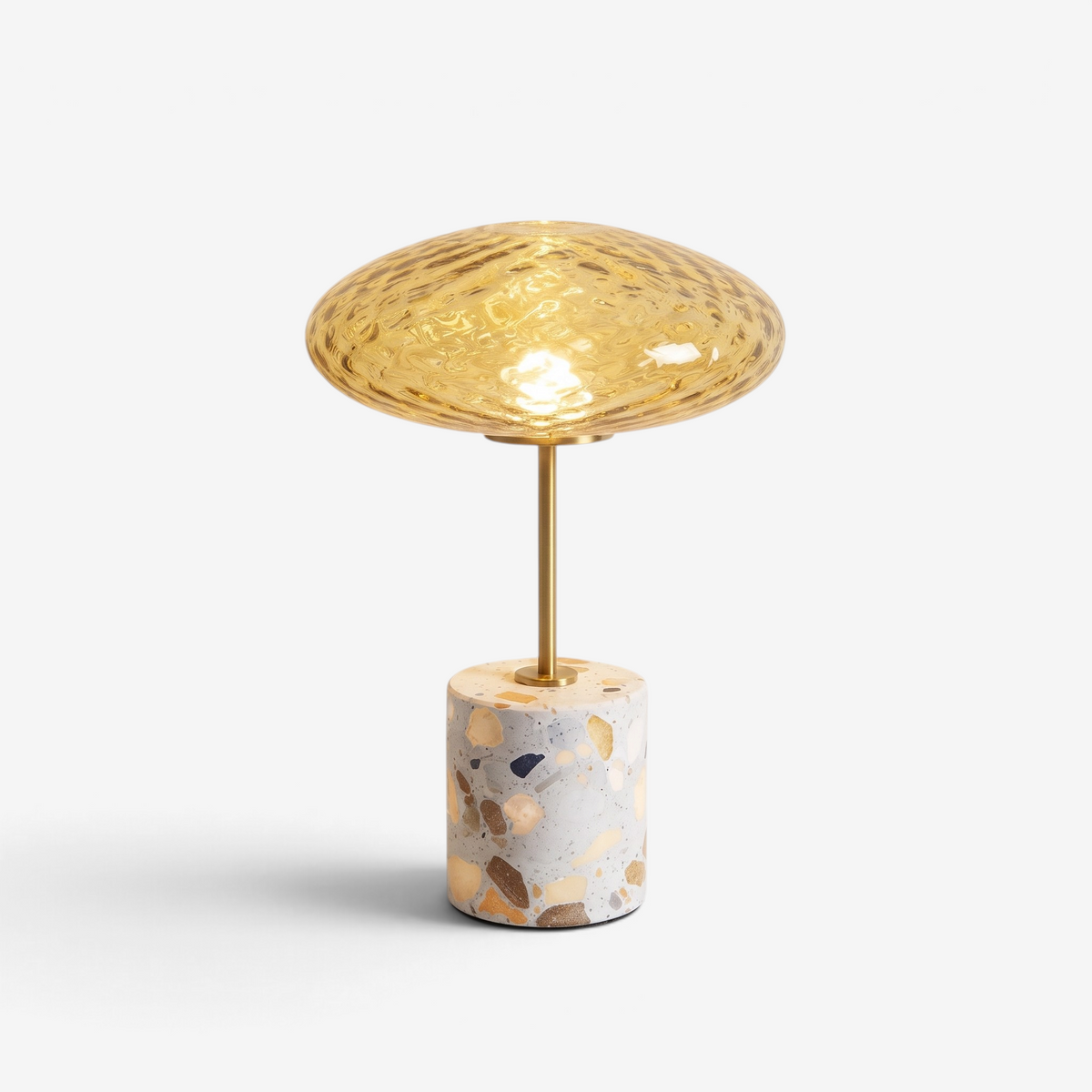 GlassGlow - Wireless Table Lamp With Glass Shade And Stone Base