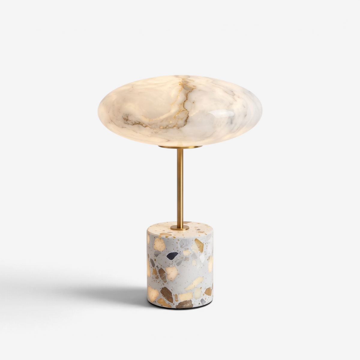 GlassGlow - Wireless Table Lamp With Glass Shade And Stone Base