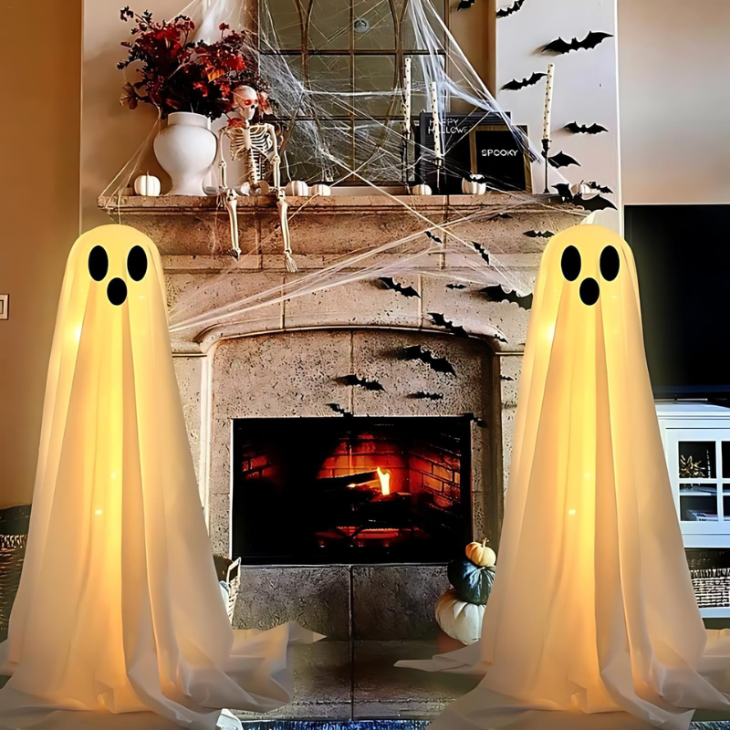 PhantomGlow - Decoração LED de fantasma com alimentação a pilhas