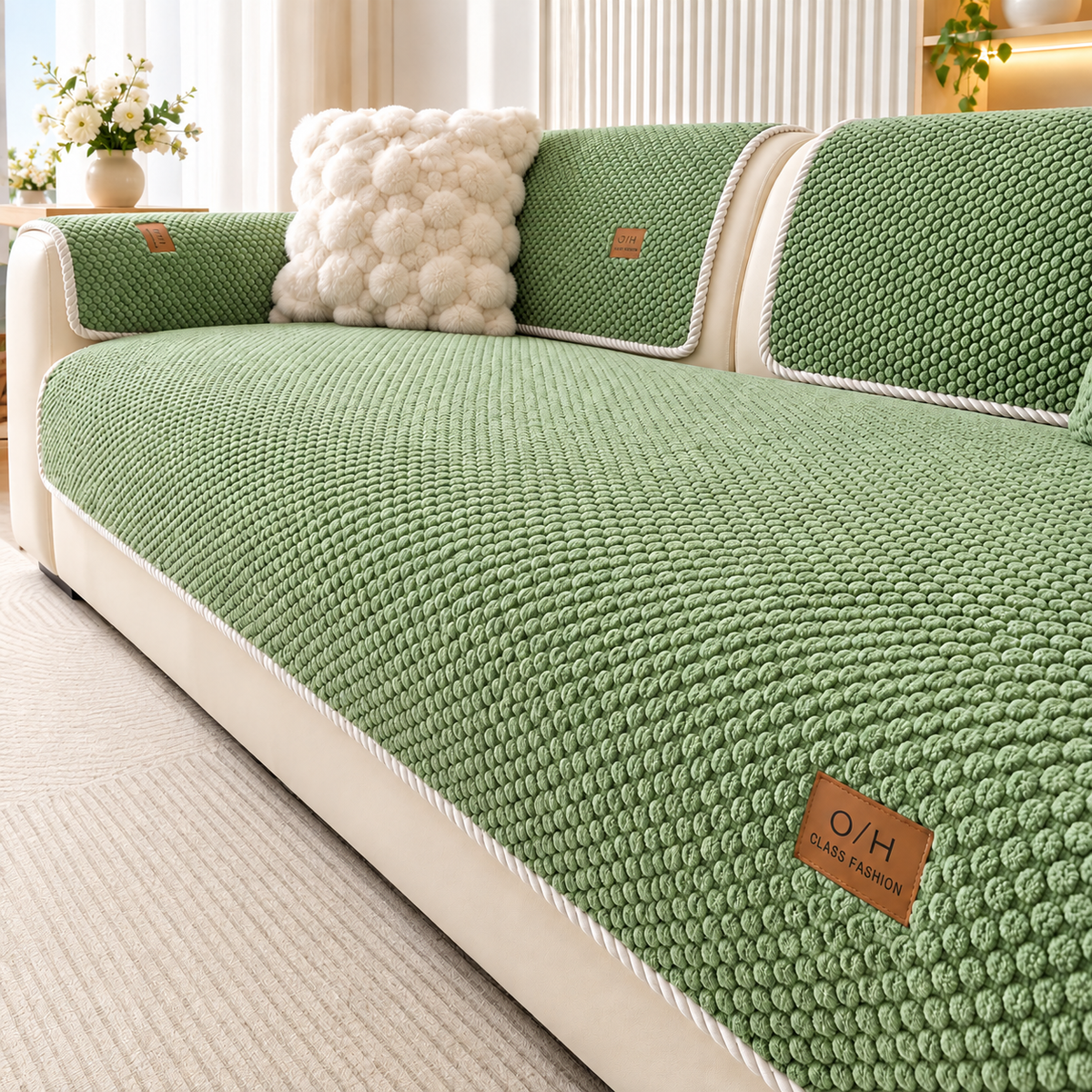 CoverNest - Sofa Cover With Textured Surface And Silica Backing