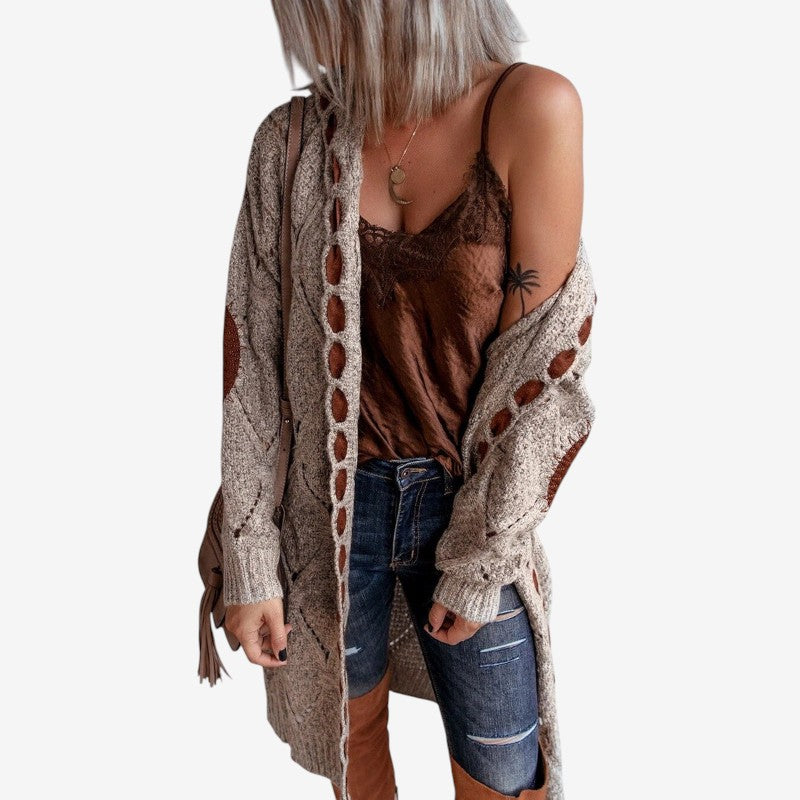 Natalie - Hooded Vest with Long Sleeves and Ribbed Detail