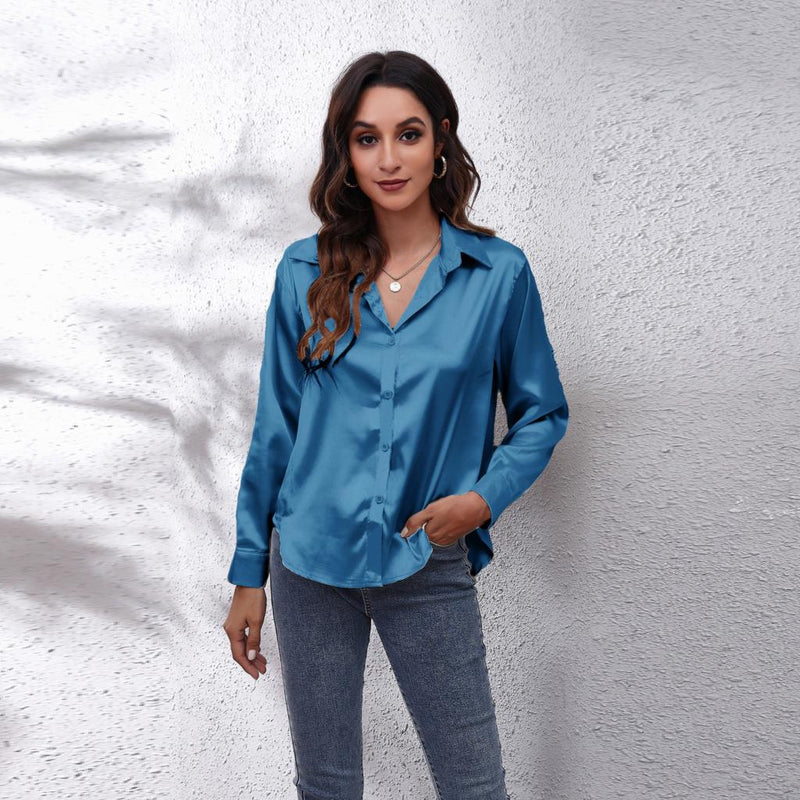 Lina – Elegante blouse met lange mouwen en knoopsluiting aan de voorkant