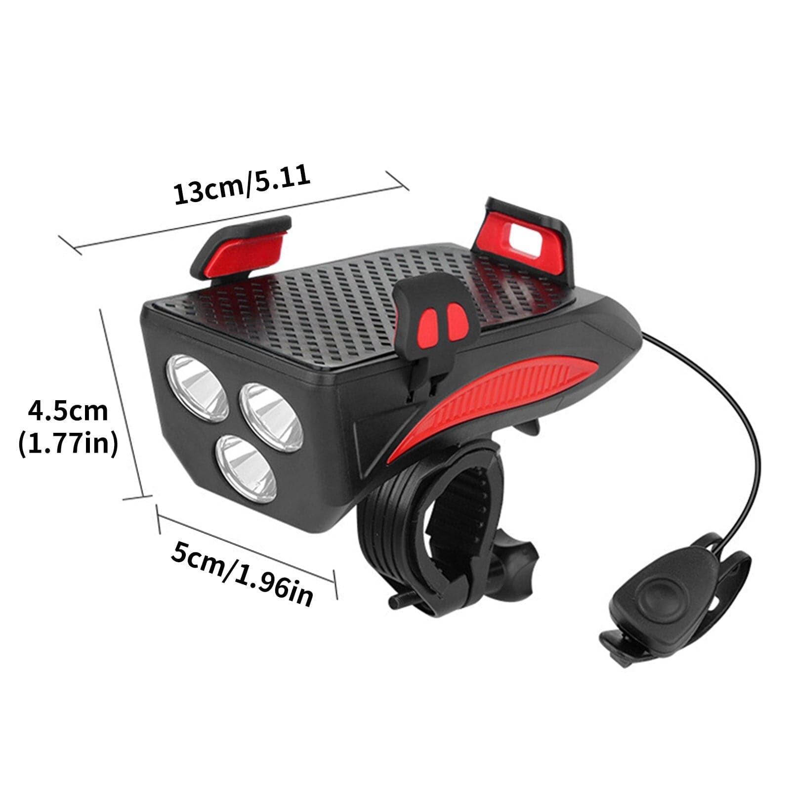 VeloSmart - Appareil vélo 4 en 1 avec lampe LED, klaxon, chargeur et support téléphone