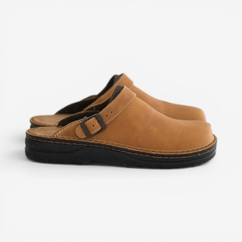 William - Scarpe con fibbia e punta quadrata con suola antiscivolo | Comfort facile da indossare e togliere | Taglie 38–48 | Marrone, Marrone scuro, Nero