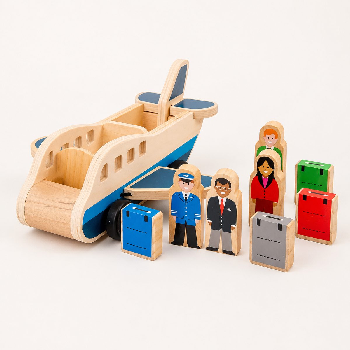 Aerofig - Dřevěné letadlo na hraní s barevnými figurkami