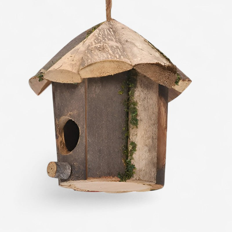 BirdHut - Căsuță pentru păsări în formă de colibă cu șnur de agățat pentru grădină