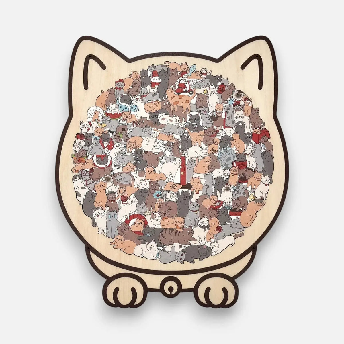 Pawzzle - Rompecabezas de madera con forma de gato de 135 piezas