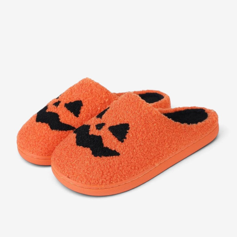Halen - Pantufas de Halloween com design de cara de abóbora