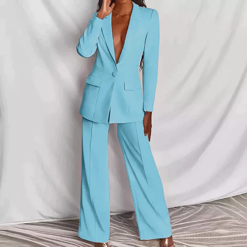 Vistara - Women's Blazer and Wide-Leg Pants Set