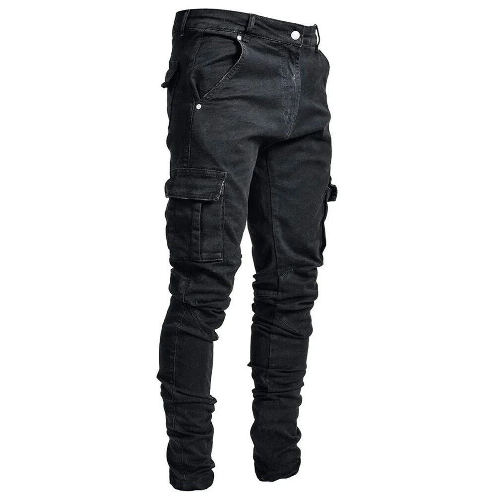 Claus - Pantaloni cargo in denim alla moda con tasche multiple